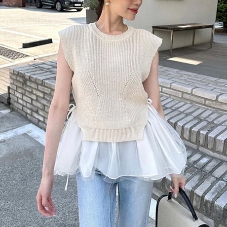 tulle 切り替え knit