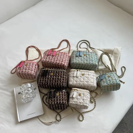 flower point tweed mini bag