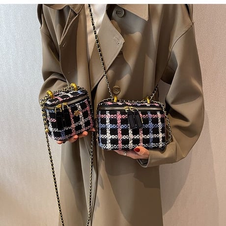 flower point colorful check bag