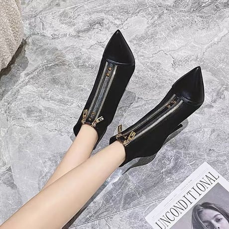 double zipper short boots