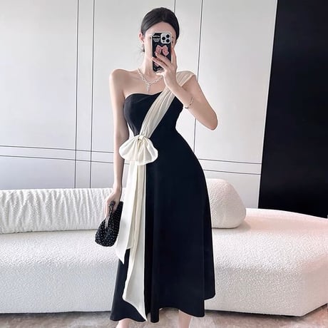 one shoulder ribbon onepiece