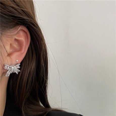 bijou ribbon ピアス