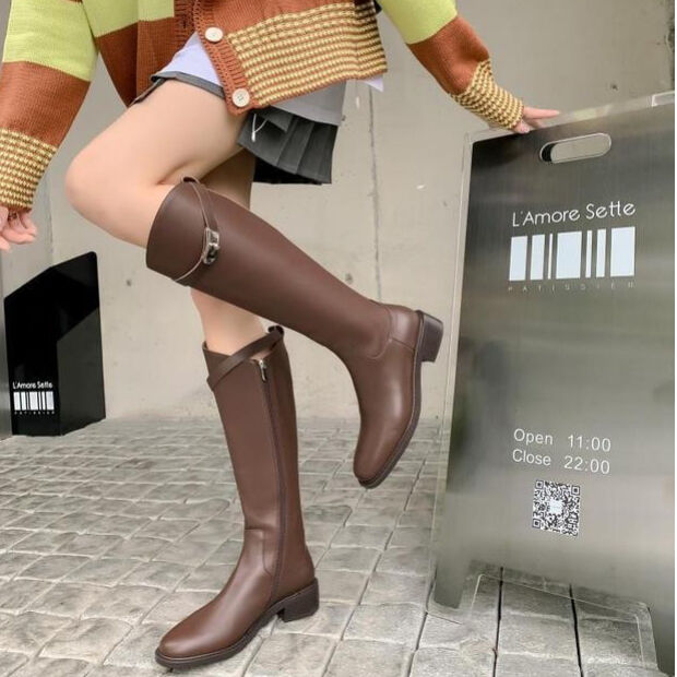 ロングブーツ　バックルブーツ　牛革　黒　BODY DRESSING kiryuyrik - 《予約品》 SideGoreLongBoots 牛革ロングブーツ