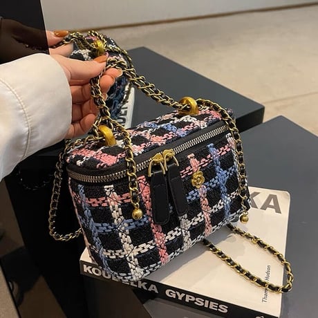 flower point colorful check bag