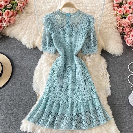 Puff sleeve lace onepiece