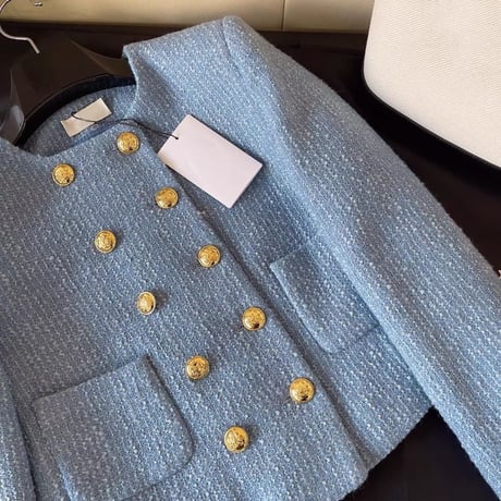 gold button tweed jacket
