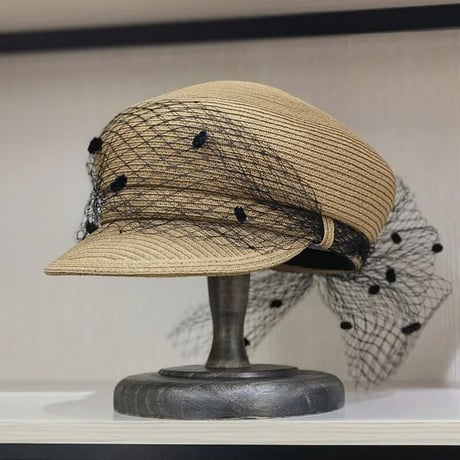 tulle straw casquette