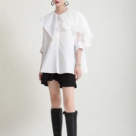 異素材 collar shirt