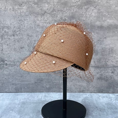 tulle straw cap