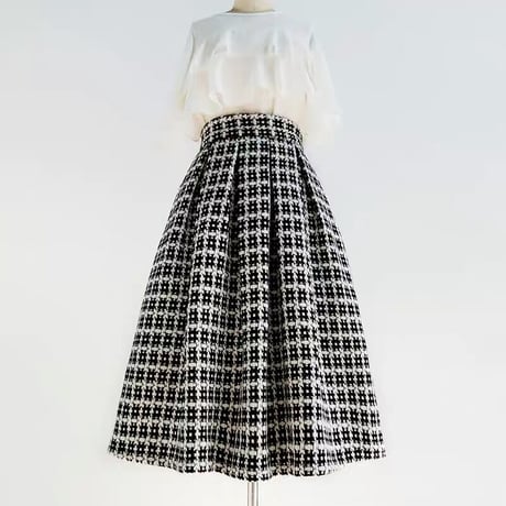tweed check  skirt
