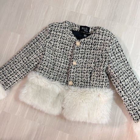 eco fur  tweed jacket