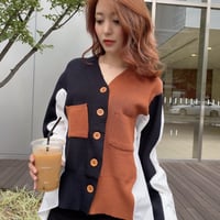 【即納】bi-color cardigan