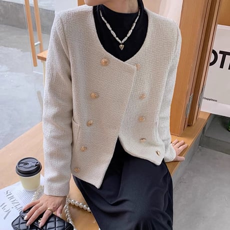 gold button tweed jacket