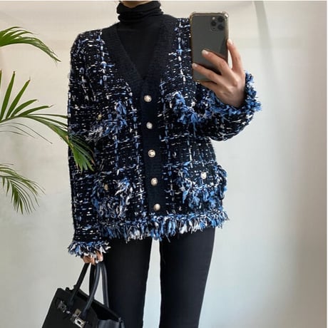 tweed knit cardigan