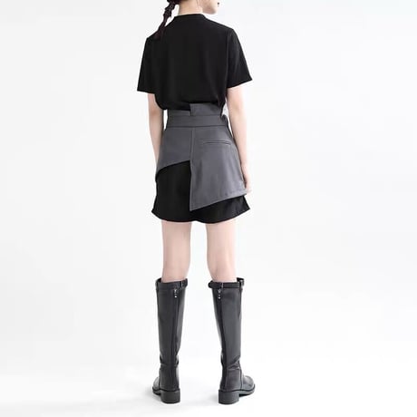切り替え high-waist short pants