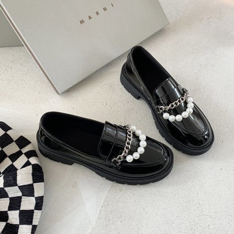 fake pearl loafers