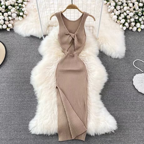 back cross knit onepiece