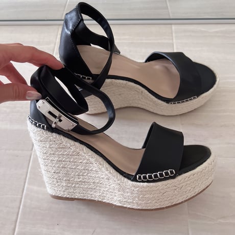 buckle wedge sandal