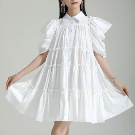 puff sleeve tiered onepiece