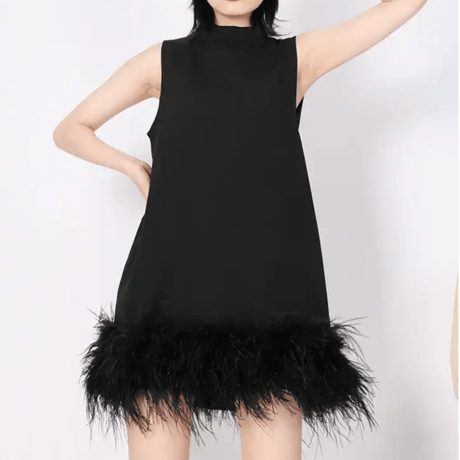 high neck feather onepiece