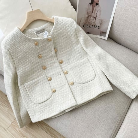 gold button tweed jacket