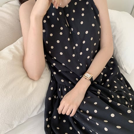 dot sleeveless onepiece