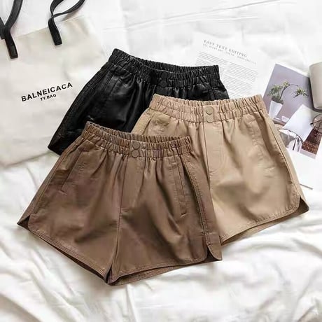puレザー short pants