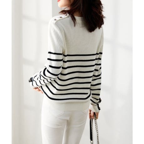カメリアボタン border knit