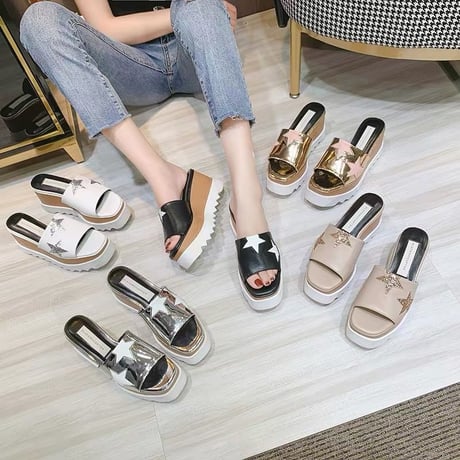 【本革】platform star sandal