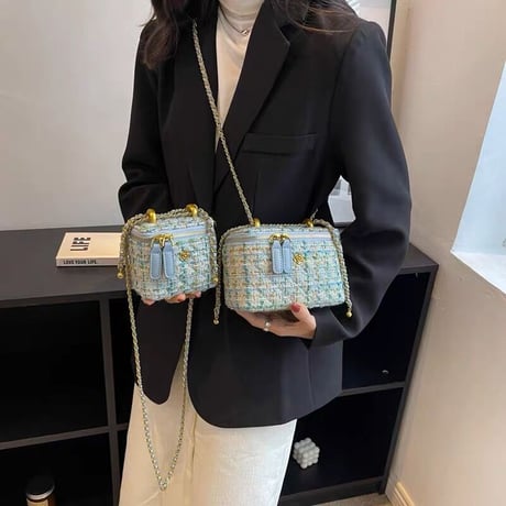 flower point tweed mini bag