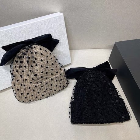 dot tulle knit hat
