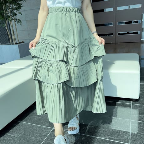 【即納】3段 green skirt
