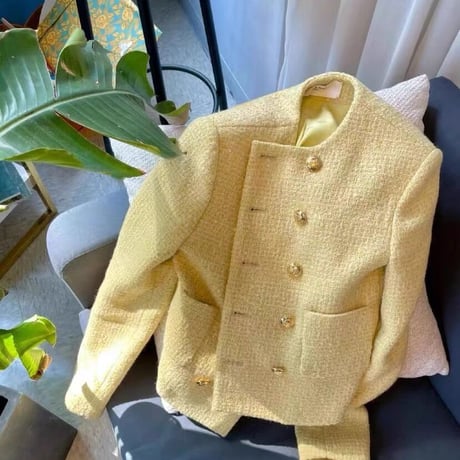 gold button tweed jacket
