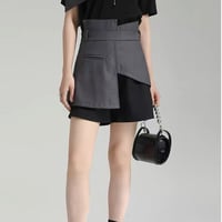 切り替え high-waist short pants