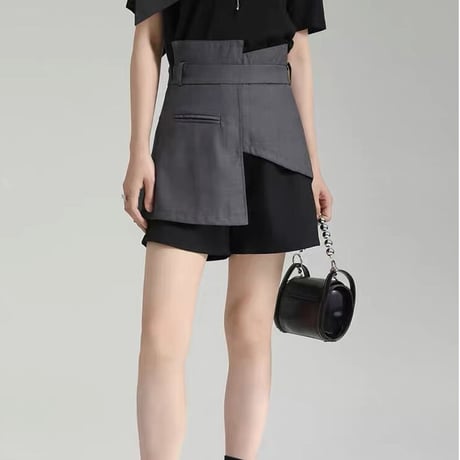 切り替え high-waist short pants