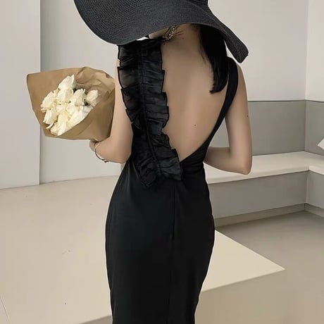 高品質 美ライン深Vネックドレス