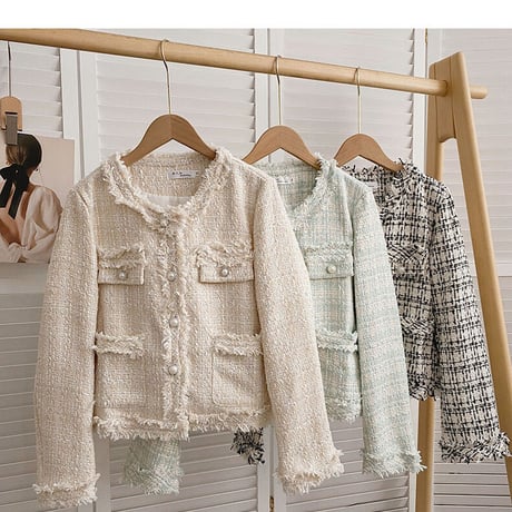 pearl button tweed jacket