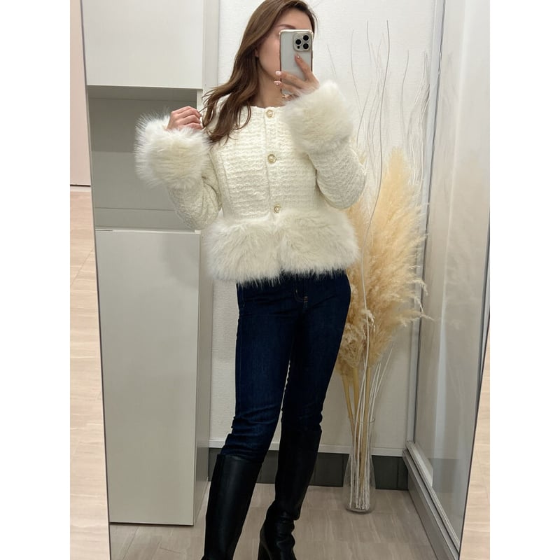 eco fur tweed jacket | BrillantSelect Store