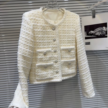 bijou button tweed jacket