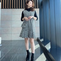 check tweed onepiece（mini bag付き）