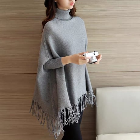 【即納あり】turtleneck poncho