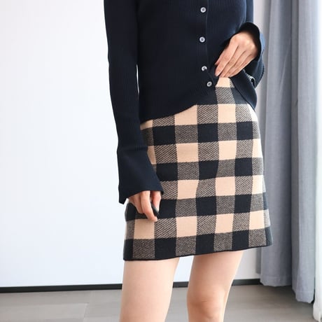 check  knit skirt