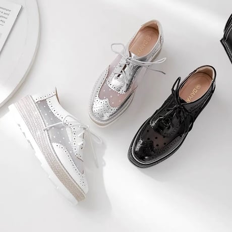 mesh dot platform shoes