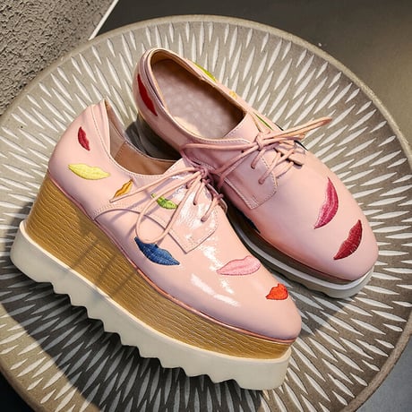 colorful lip platform shoes