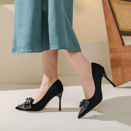 【選べるヒール】ribbon pumps 7cm