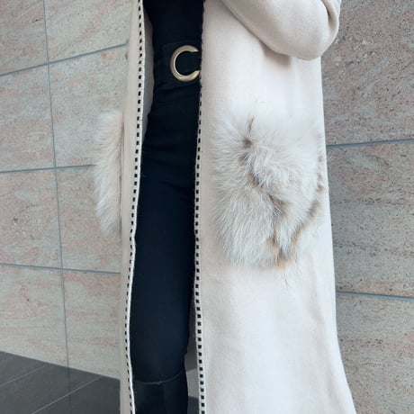 【即納あり】fox fur pocket long cardigan