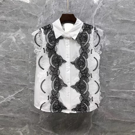 sleeveless lace blouse