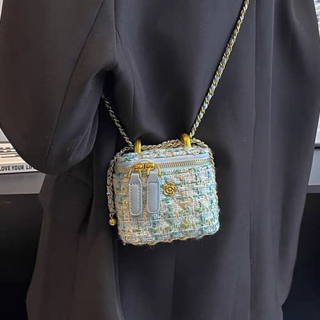 flower point tweed mini bag