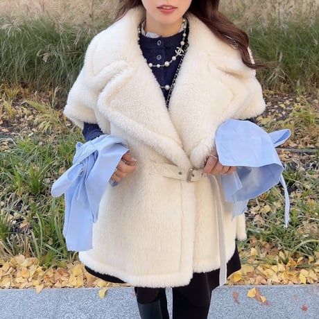 ベルト付き poncho coat