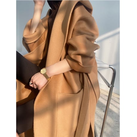 【ウール100%】フード付き long coat